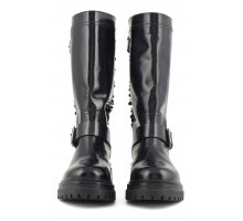 Basso Prezzo Biker boot with sequins and stones embroidery F08171824-0205